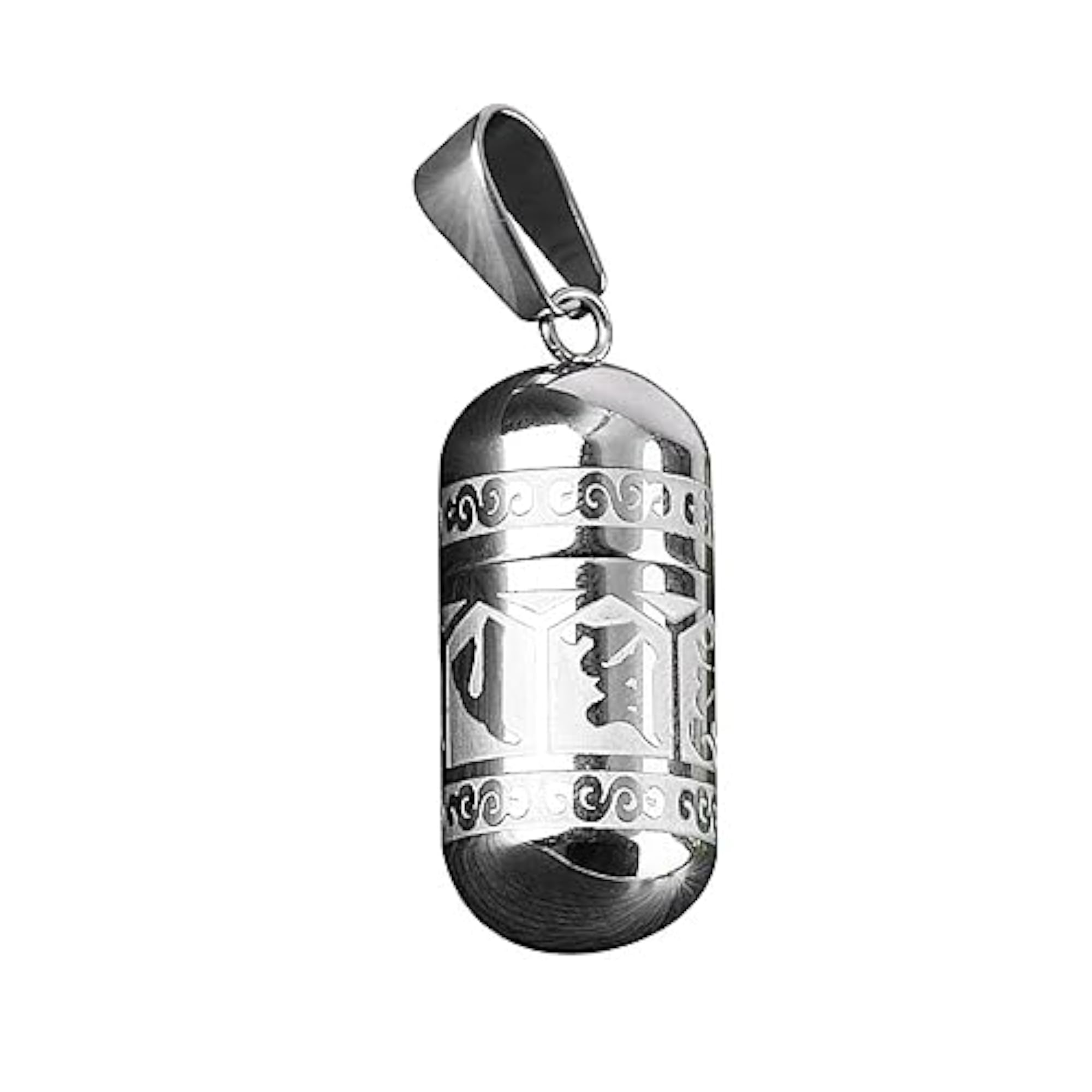 Engraved Openable Urn Pendant Charm in Silver